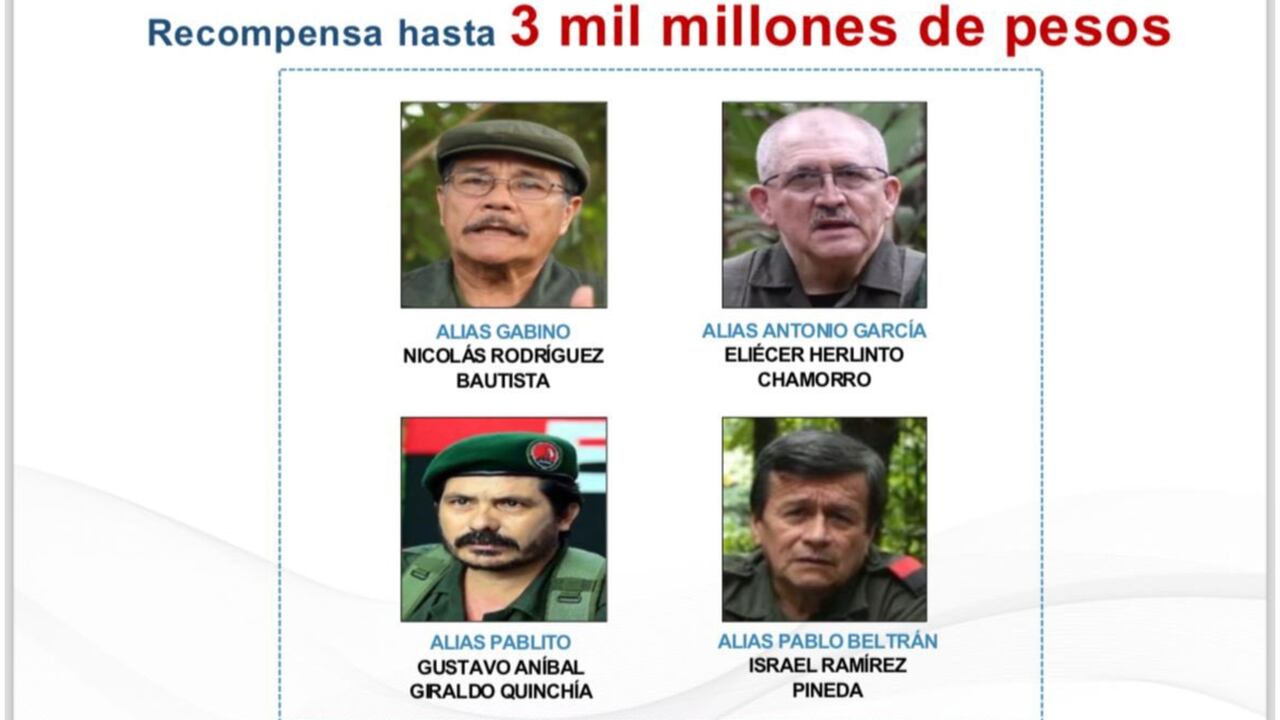 Cartel de recompensa cabecillas del ELN.