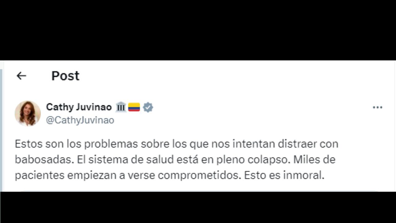 Cathy Juvinao advierte que el sistema de salud está en pleno colapso.