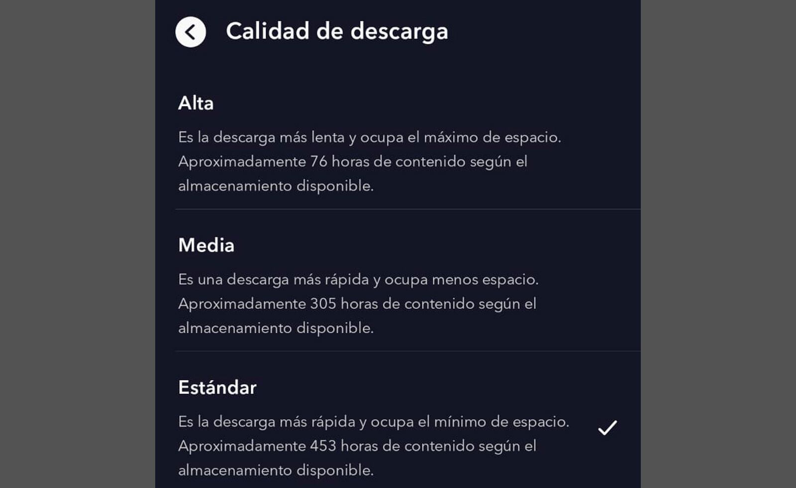 Disney+ permite ajustar la calidad de video de los contenidos que se pueden descargar.
