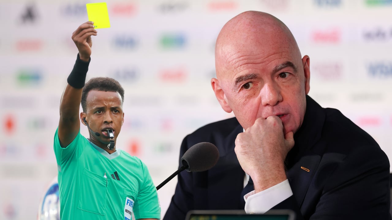 Omar Abdulkadir Artan, juez que el fue negada la participación en el Mundial 2026 y Gianni Infantino