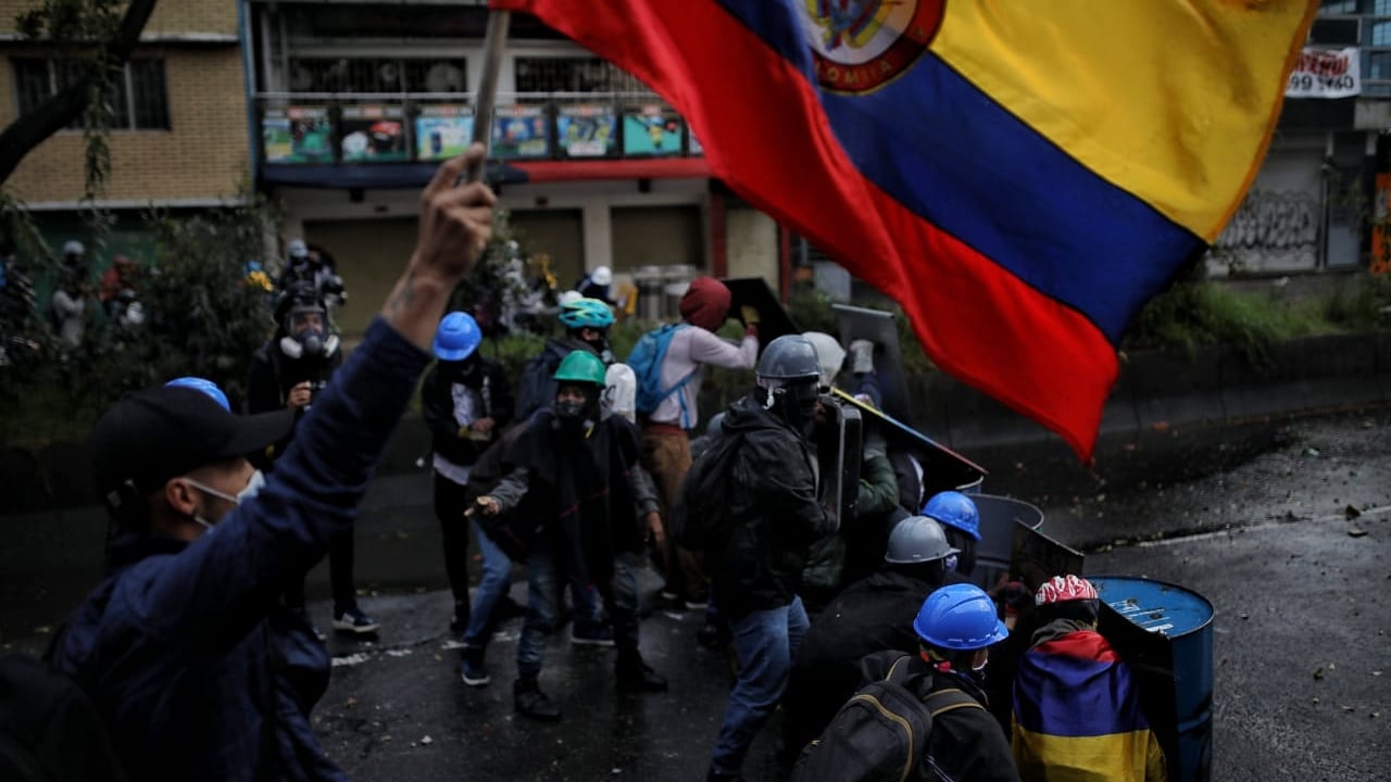 Manifestantes durante el paro nacional de 2021.