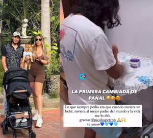 Nicolás Petro le cambia el pañal a su hijo