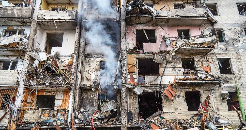 Edificaciones bombardeadas en Ucrania.