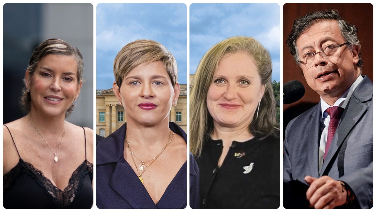 Ángela Benedetti, Verónica Alcocer, Eva Ferrer y Gustavo Petro.