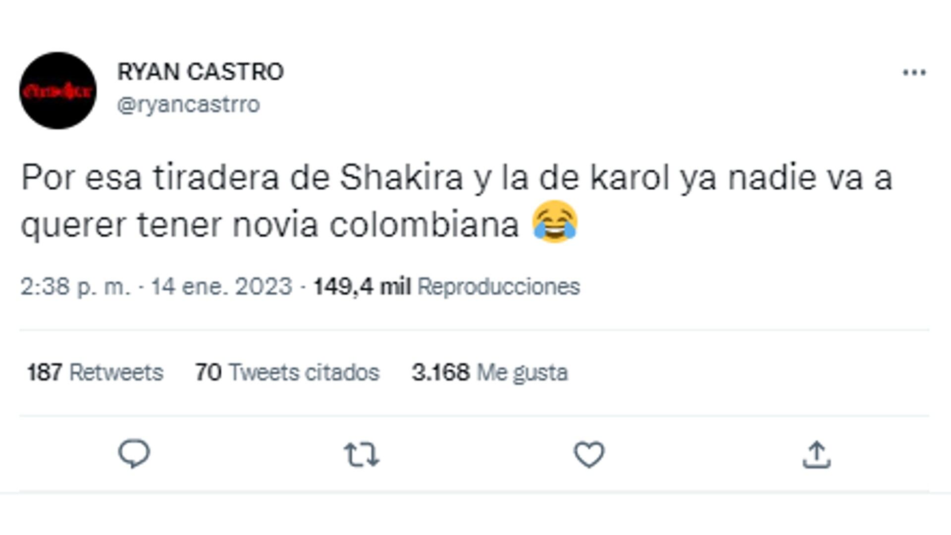 Publicación en Twitter de Ryan Castro