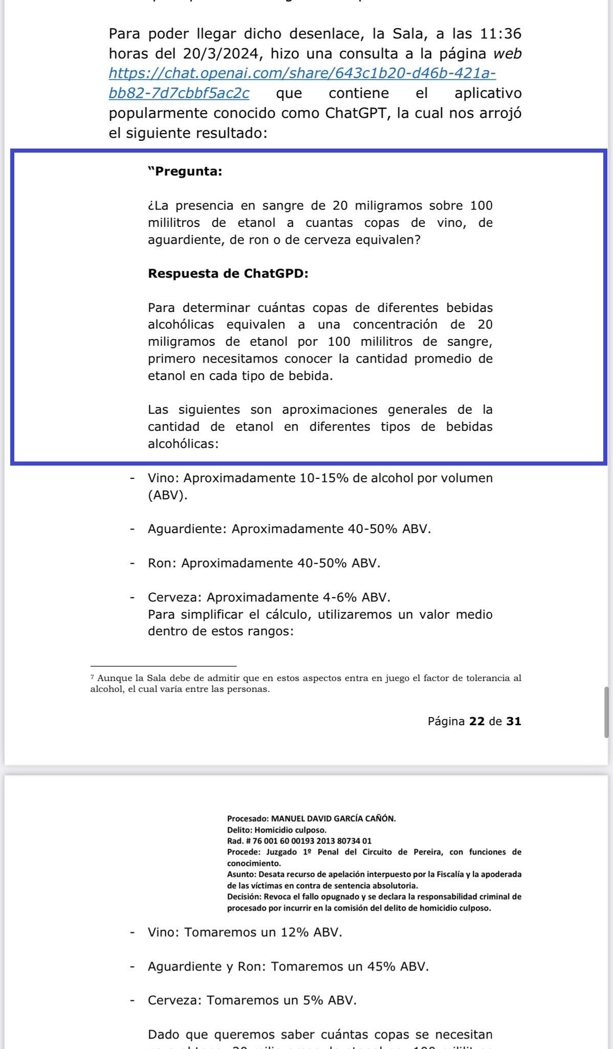 Tribunal Superior de Pereira utilizó ChatGPT en proceso judicial.