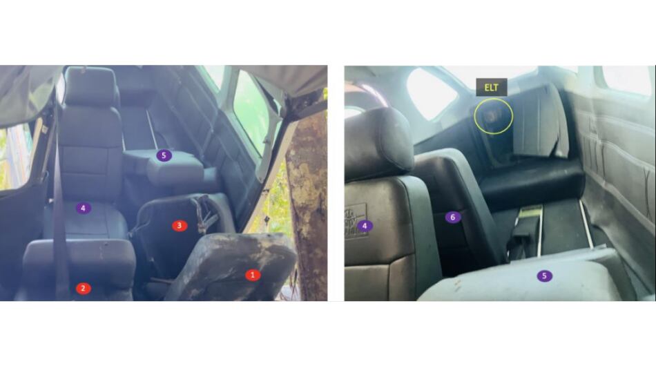Así quedaron las sillas de la avioneta tras el fuerte impacto en la selva del Caquetá.