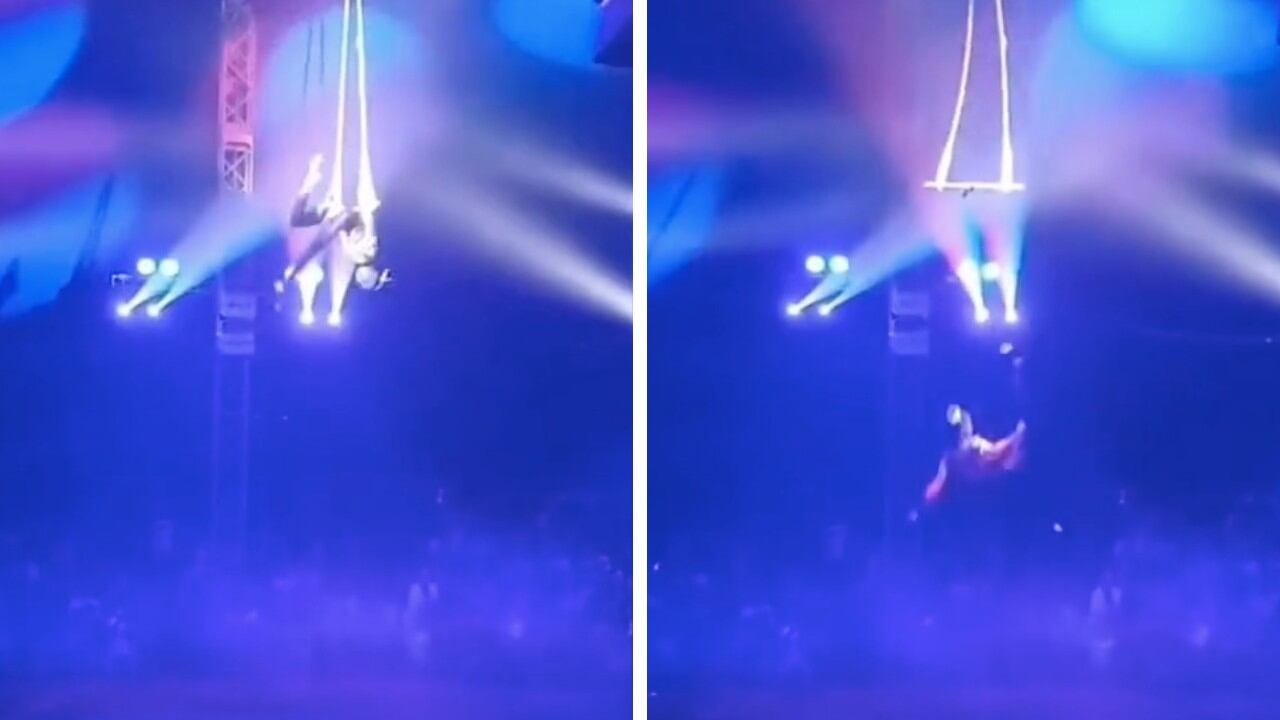 Así se vio la caída de la trapecista en un circo de Rusia