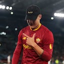 Paulo Dybala en la celebración de su gol con la Roma.
