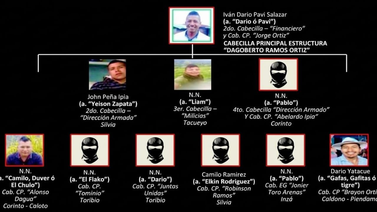 Este es el organigrama de la Fuerza Pública sobre el brazo criminal Dagoberto Ramos de las disidencias de Iván Mordisco.
