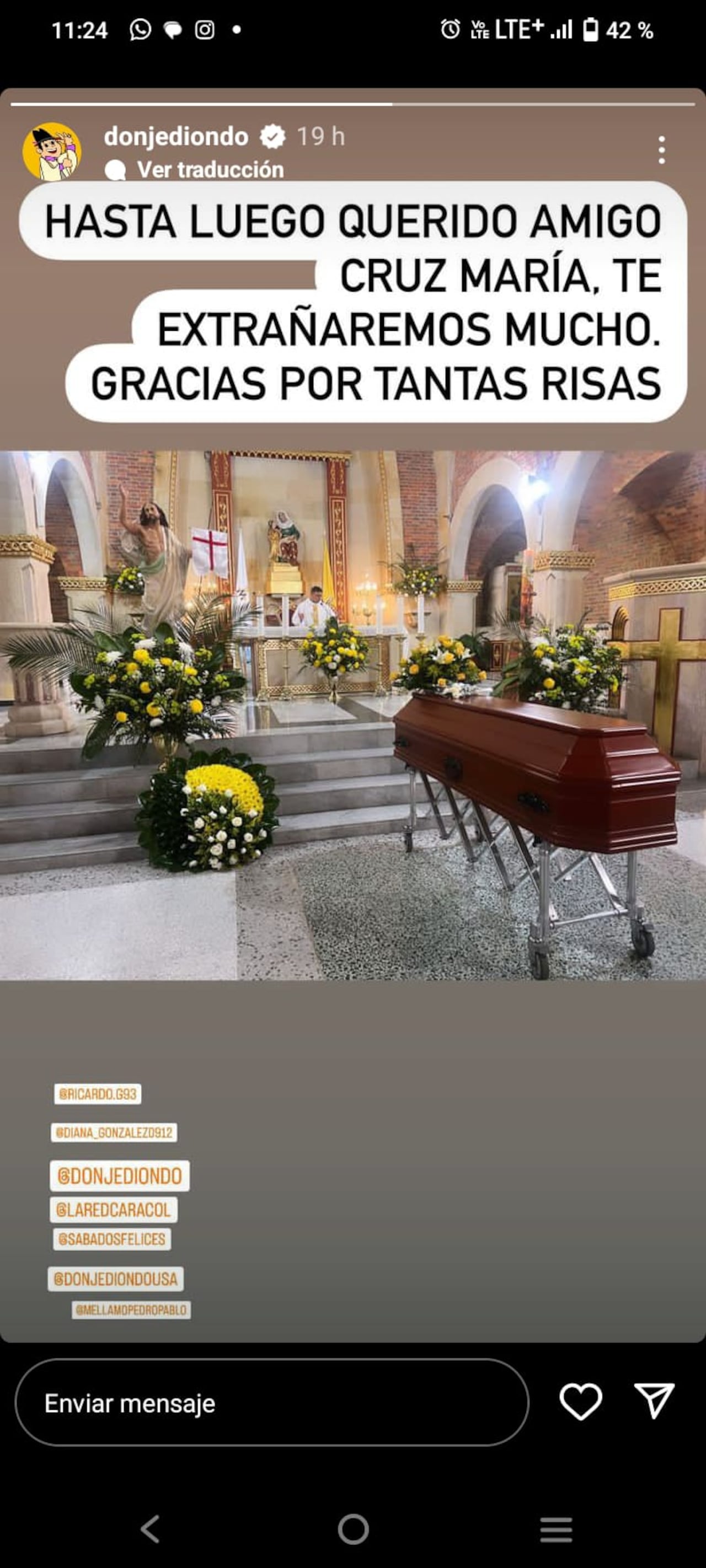 DON JEDIONDO DESPIDIÓ A CRUZ MARÍA BETANCOUR