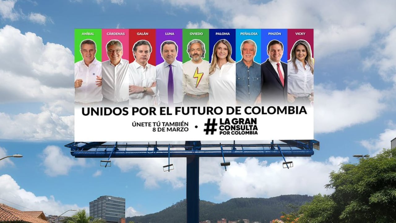 Integrantes de la Gran Consulta por Colombia: Aníbal Gaviria, Vicky Dávila, Juan Carlos Pinzón, David Luna, Mauricio Cárdenas, Juan Daniel Oviedo, Paloma Valencia, Enrique Peñalosa y Juan Manuel Galán.