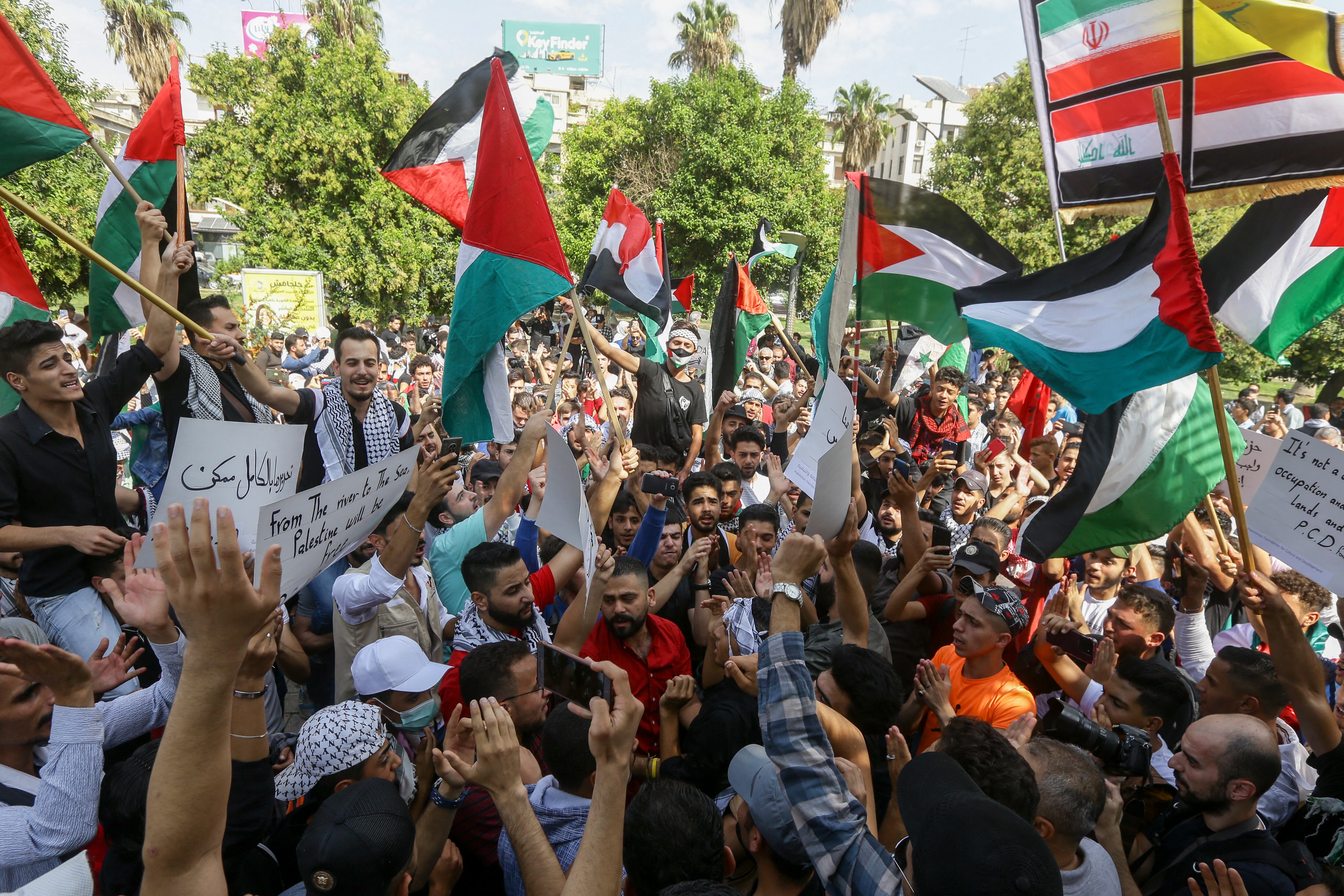 Celebración en Siria de ataques de Hamás en Israel