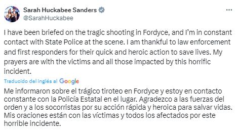 Sarah Huckabee Sanders envió un mensaje a través de su cuenta de X