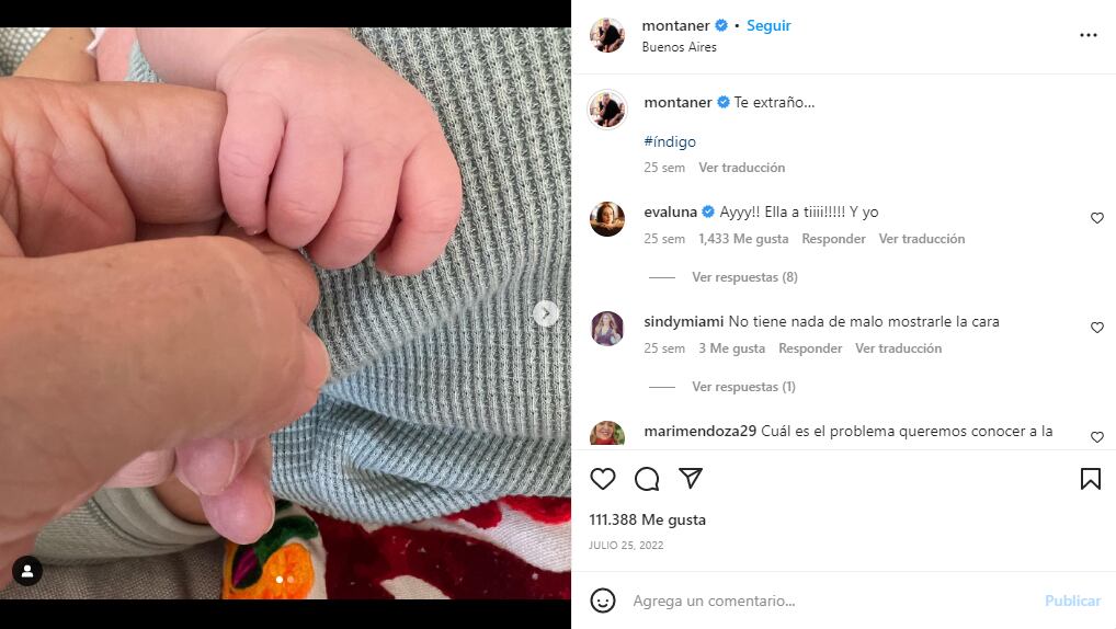 Ricardo Montaner compartió foto de su nieta