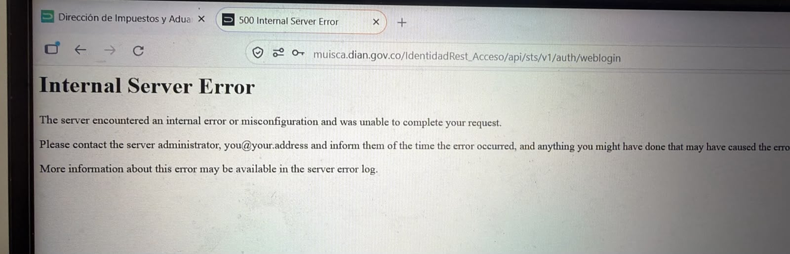 Dian registra nueva caída en la página donde se loguean los contribuyentes para hacer sus trámites