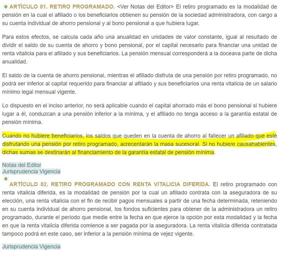 Artículo de la ley 100 de 1993
