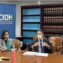 Daniel Quintero, alcalde de Medellín, durante su visita a la CIDH.
