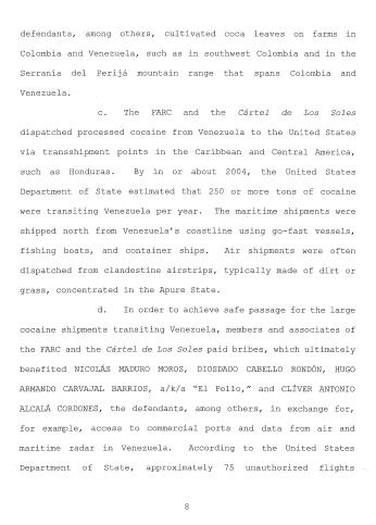 Informe del Tribunal del Distrito Sur de Nueva York, en el que vinculan directamente a Nicolás Maduro y las Farc.