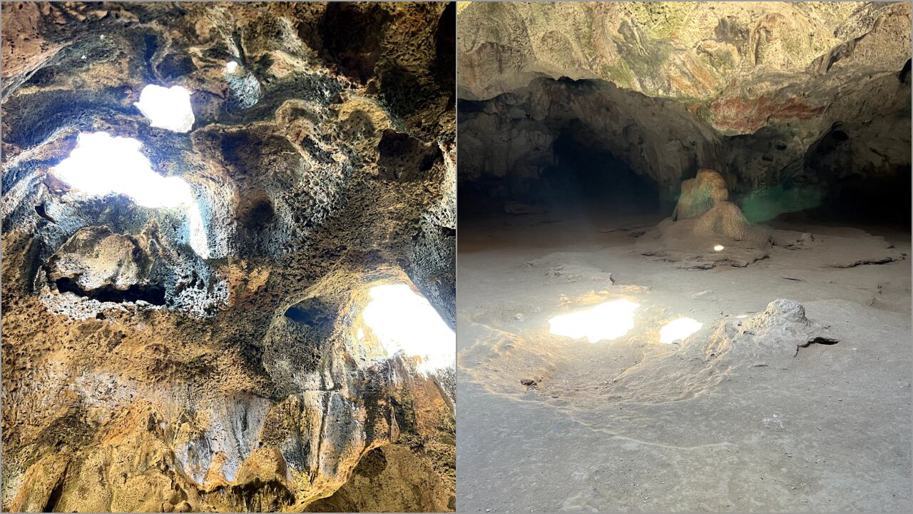 Quadirikiri Cave, iluminada por la luz que se cuela por agujeros en el techo