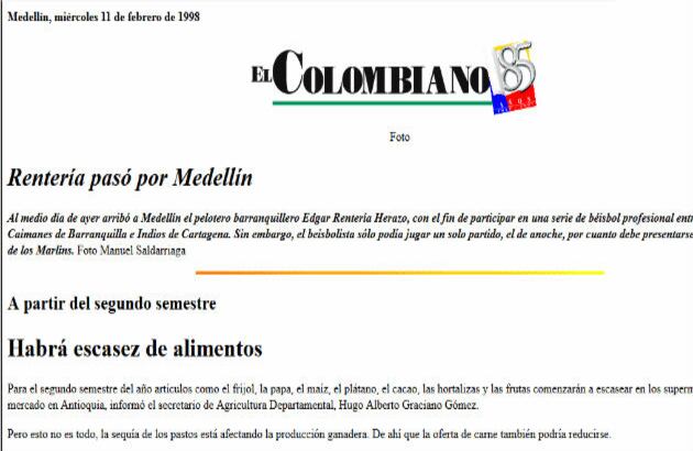 Los portales en 1998, pegaban los artículos de la edición impresa tal cual. Era común hacer scroll hacia la derecha para ver todo el texto que no se distribuía en columnas como ahora.