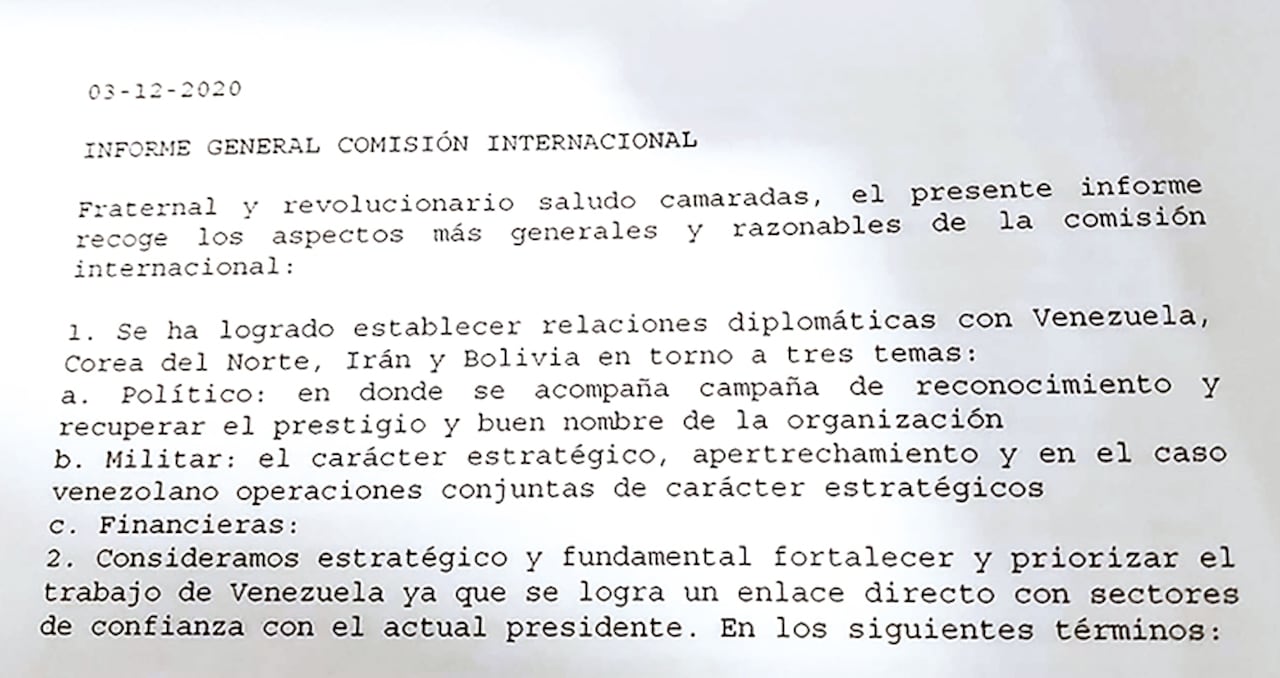 Prácticamente, hay una “línea diplomática” en la que intervienen otros países con intereses comunes y en una especie de “toma y dame”. Las disidencias de las Farc serían un ejército irregular al servicio de Maduro, según se desprende de los correos.