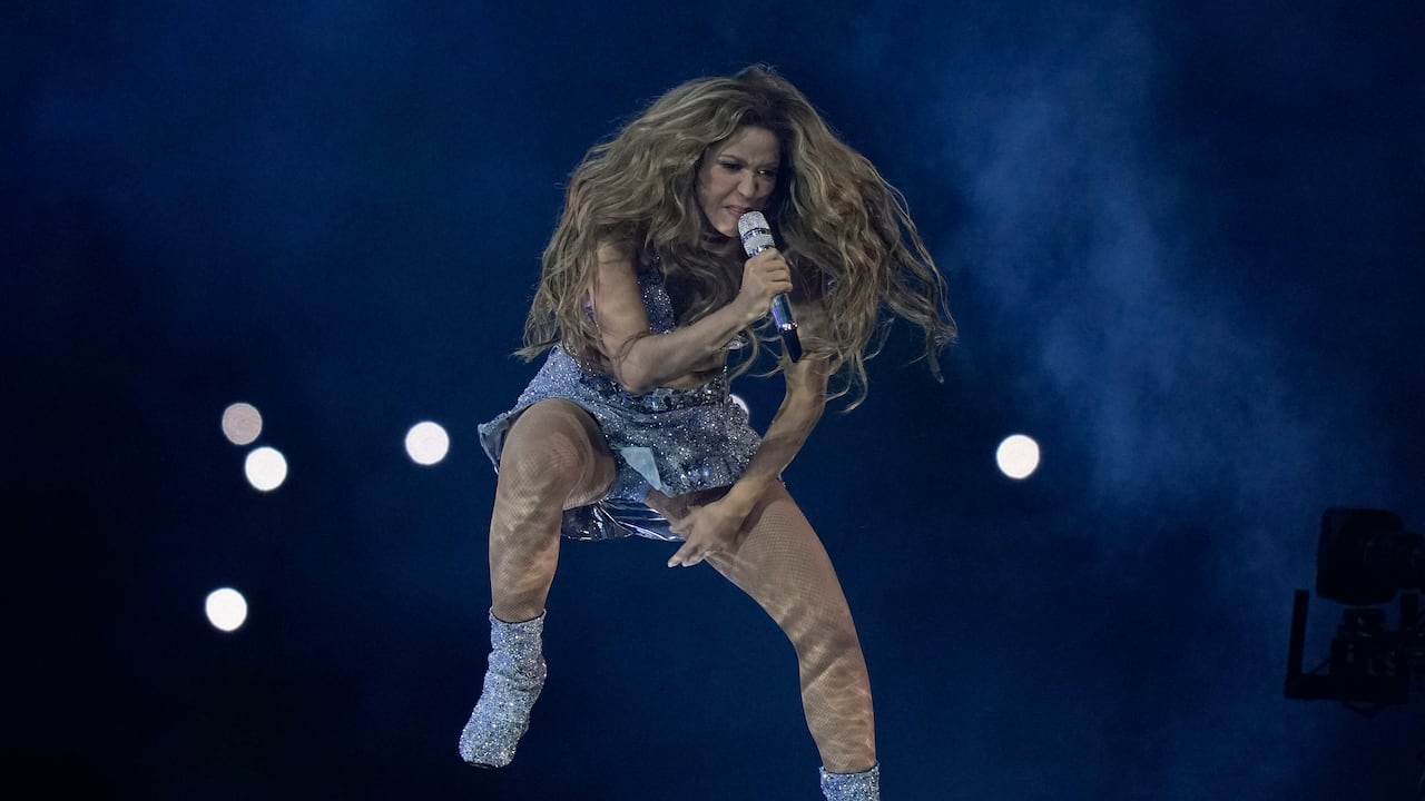 Colombian singer Shakira performs at halftime of the Copa America