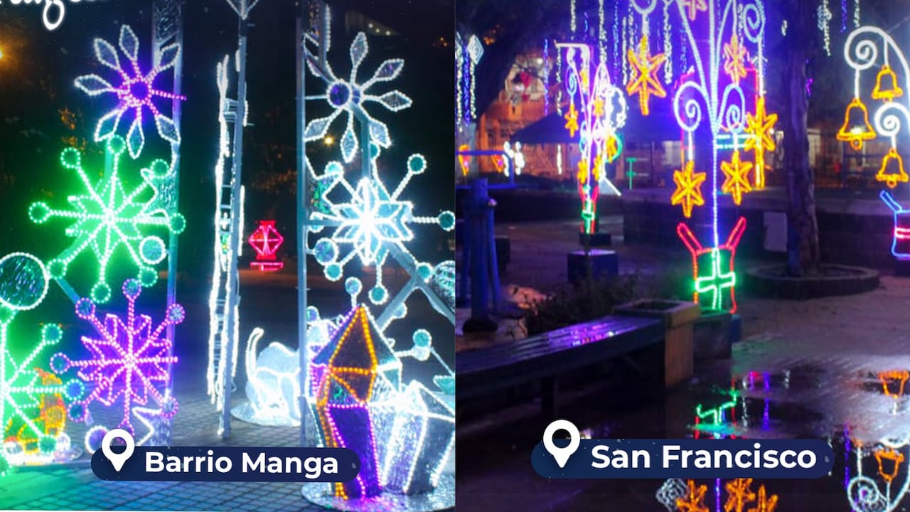 Prueba de alumbrado navideño en los barrios Manga y San Francisco en Cartagena.