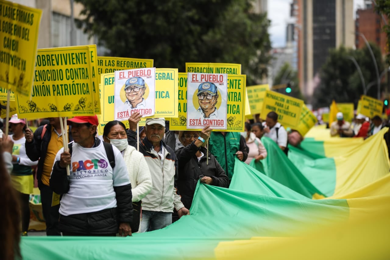 Marchas 1 de mayo día del trabajo, a favor del gobierno del Presidente Gustavo Petro