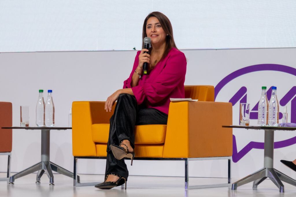 Primera Dama de la Nación, María Juliana Ruiz durante su discurso en el marco del evento conmemorativo de los dos años de la Alianza Nacional contra la Violencia hacia Niñas, Niños y Adolescentes. Foto: Presidencia de la República.