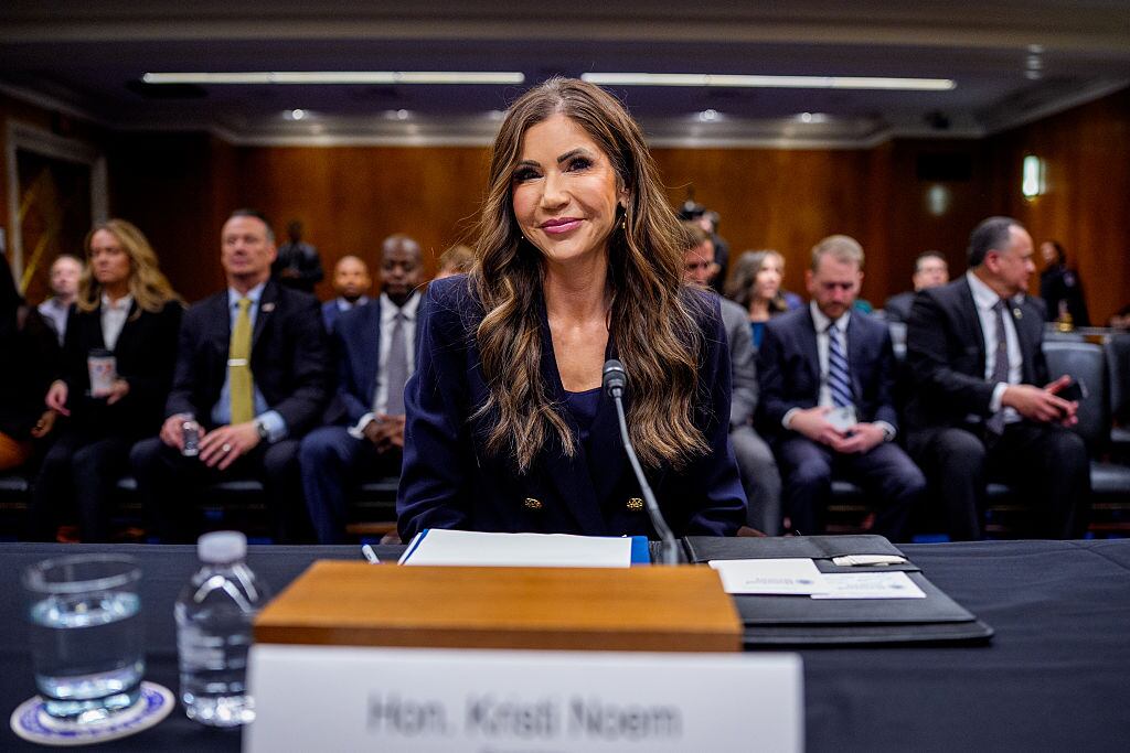 WASHINGTON, DC - MAY 8: Homeland Security Secretary Kristi Noem arrives for a Senate Appropriations Committee hearing in the Dirksen Senate Office Building on Capitol Hill on May 8, 2025 in Washington, DC. Noem testified before the Homeland Security Subcommittee about her department's FY 2026 budget request. (Photo by Andrew Harnik/Getty Images)