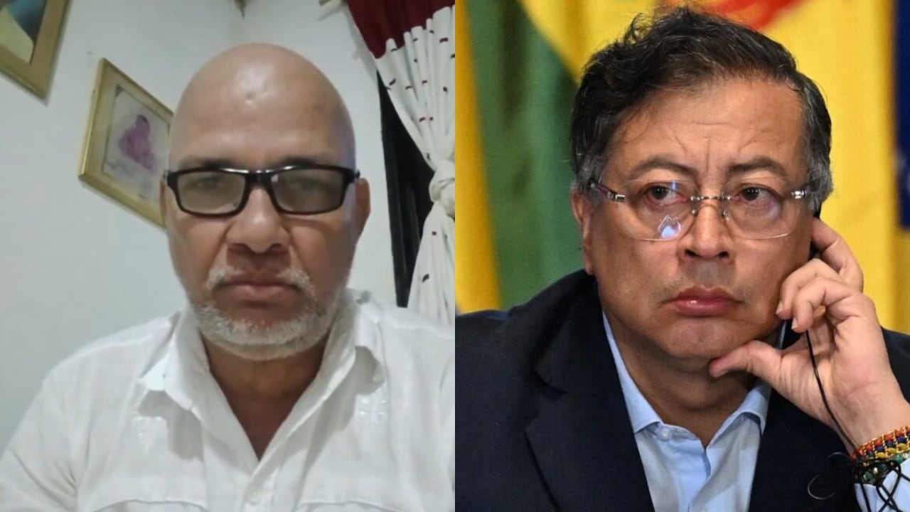 Luis Carlos Mejía, papá de soldado muerto, y el presidente Gustavo Petro.