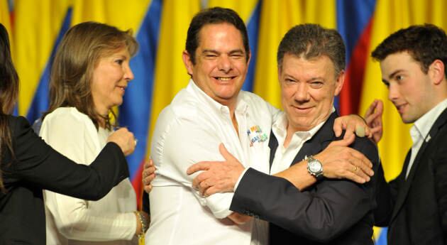 Germán Vargas Lleras, jefe de Cambio Radical, fue la fórmula vicepresidencial de Juan Manuel Santos. Se mostró muy efusivo al término de la jornada electoral. 