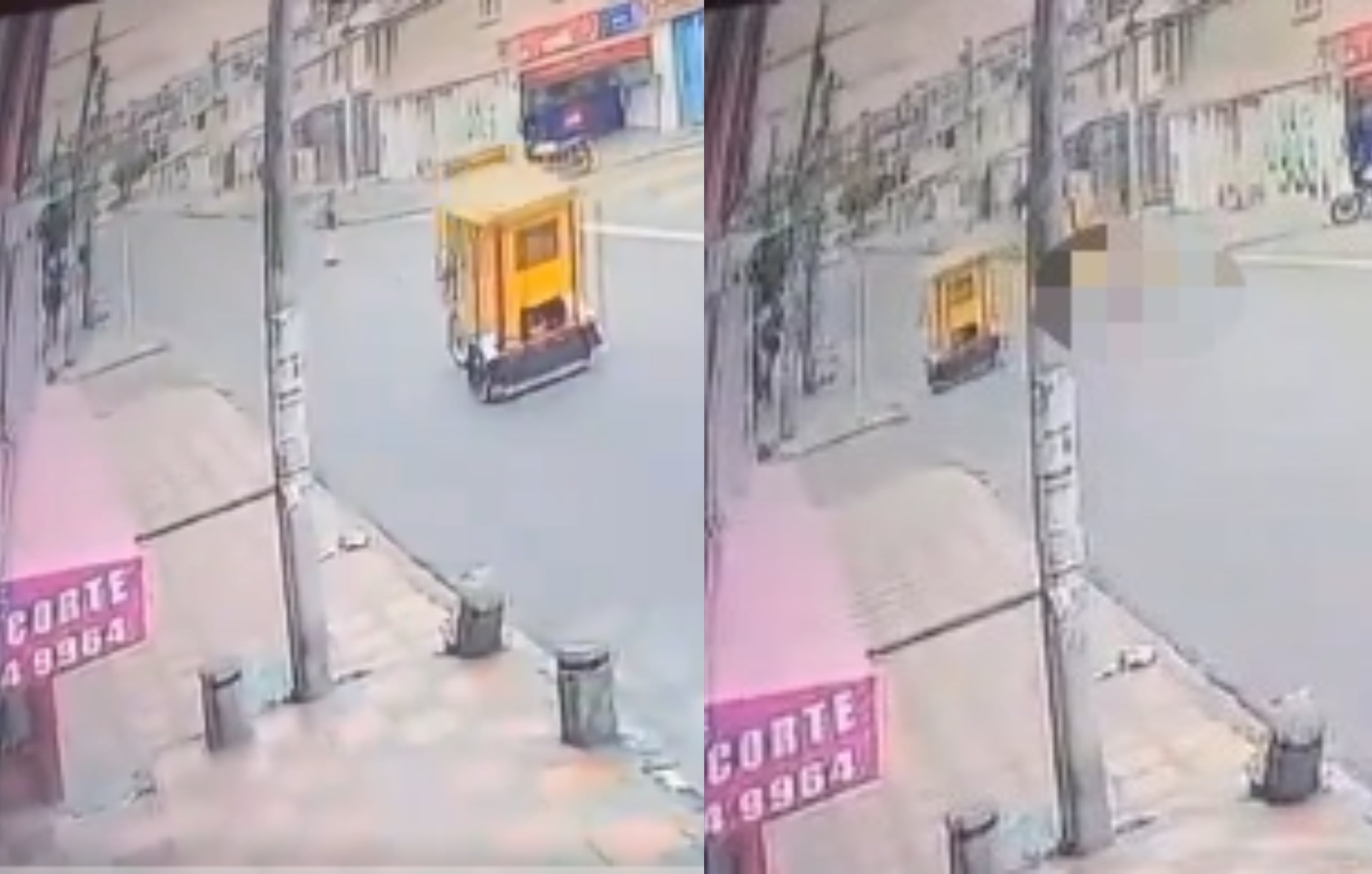 El bicitaxista le pasó por encima al peatón.