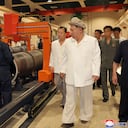 This picture taken during the period from August 3 to August 5, 2023 and released from North Korea's official Korean Central News Agency (KCNA) on August 6 shows North Korean leader Kim Jong Un visiting a major munitions factory at an undisclosed location in North Korea. (Photo by KCNA VIA KNS / AFP) / South Korea OUT / ---EDITORS NOTE--- PIXELLATION OF FACES DONE AT SOURCE RESTRICTED TO EDITORIAL USE - MANDATORY CREDIT "AFP PHOTO/KCNA VIA KNS" - NO MARKETING NO ADVERTISING CAMPAIGNS - DISTRIBUTED AS A SERVICE TO CLIENTS / THIS PICTURE WAS MADE AVAILABLE BY A THIRD PARTY. AFP CAN NOT INDEPENDENTLY VERIFY THE AUTHENTICITY, LOCATION, DATE AND CONTENT OF THIS IMAGE --- /
