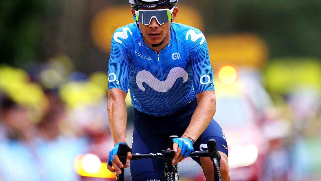 LE CREUSOT, FRANCE - JULY 02: Miguel Ángel López of Colombia and Movistar Team at arrival during the 108th Tour de France 2021, Stage 7 a 249,1km km stage from Vierzon to Le Creusot 369m / @LeTour / #TDF2021 / on July 02, 2021 in Le Creusot, France. (Photo by Tim de Waele/Getty Images)