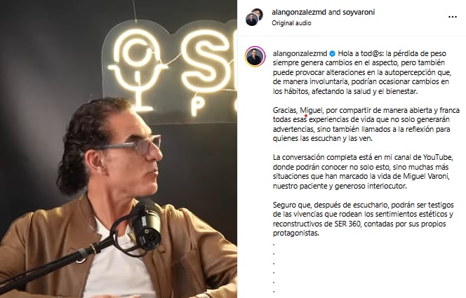 Miguel Varoni habló de la obsesión que desarrolló por verse delgado.