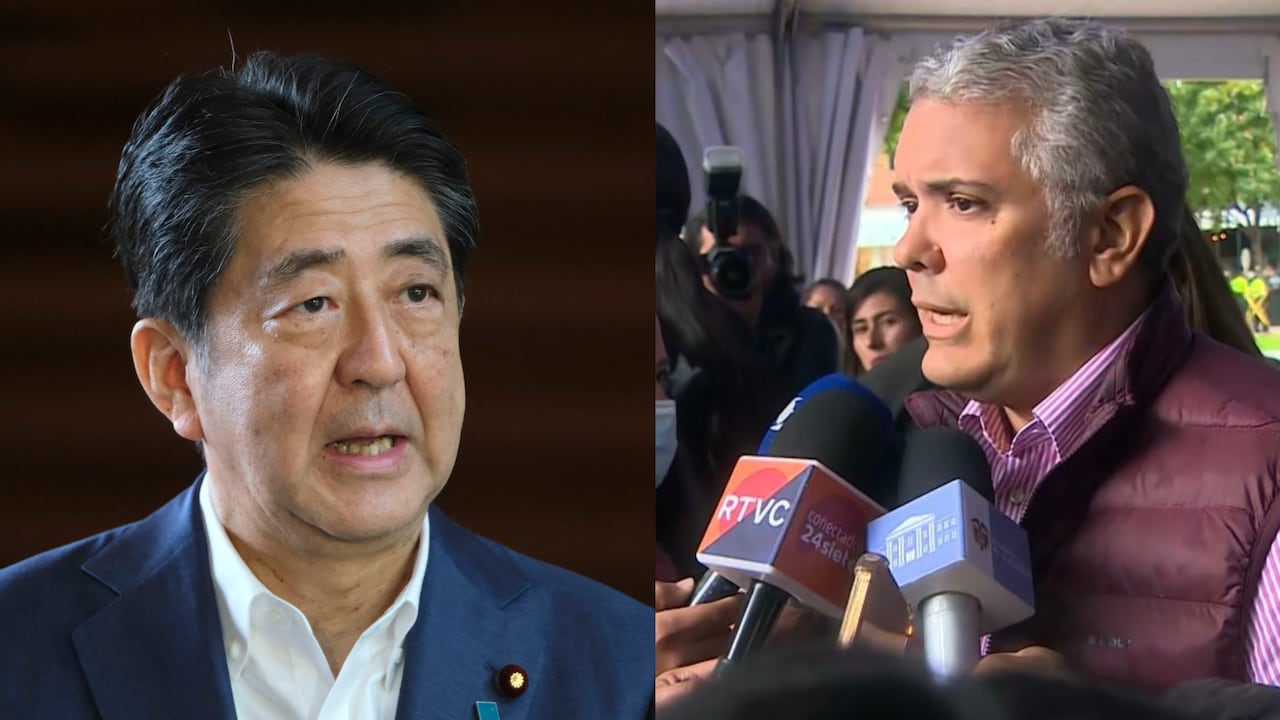Exprimer ministro japonés Shinzo Abe y el presidente Iván Duque