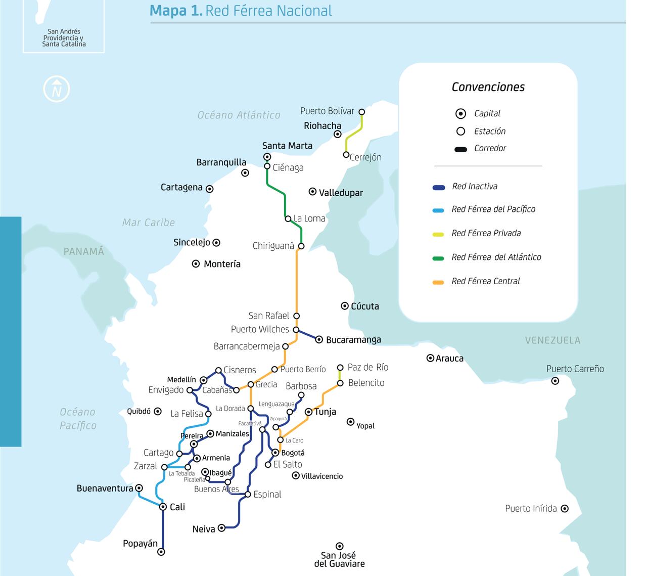 Mapa férreo de Colombia