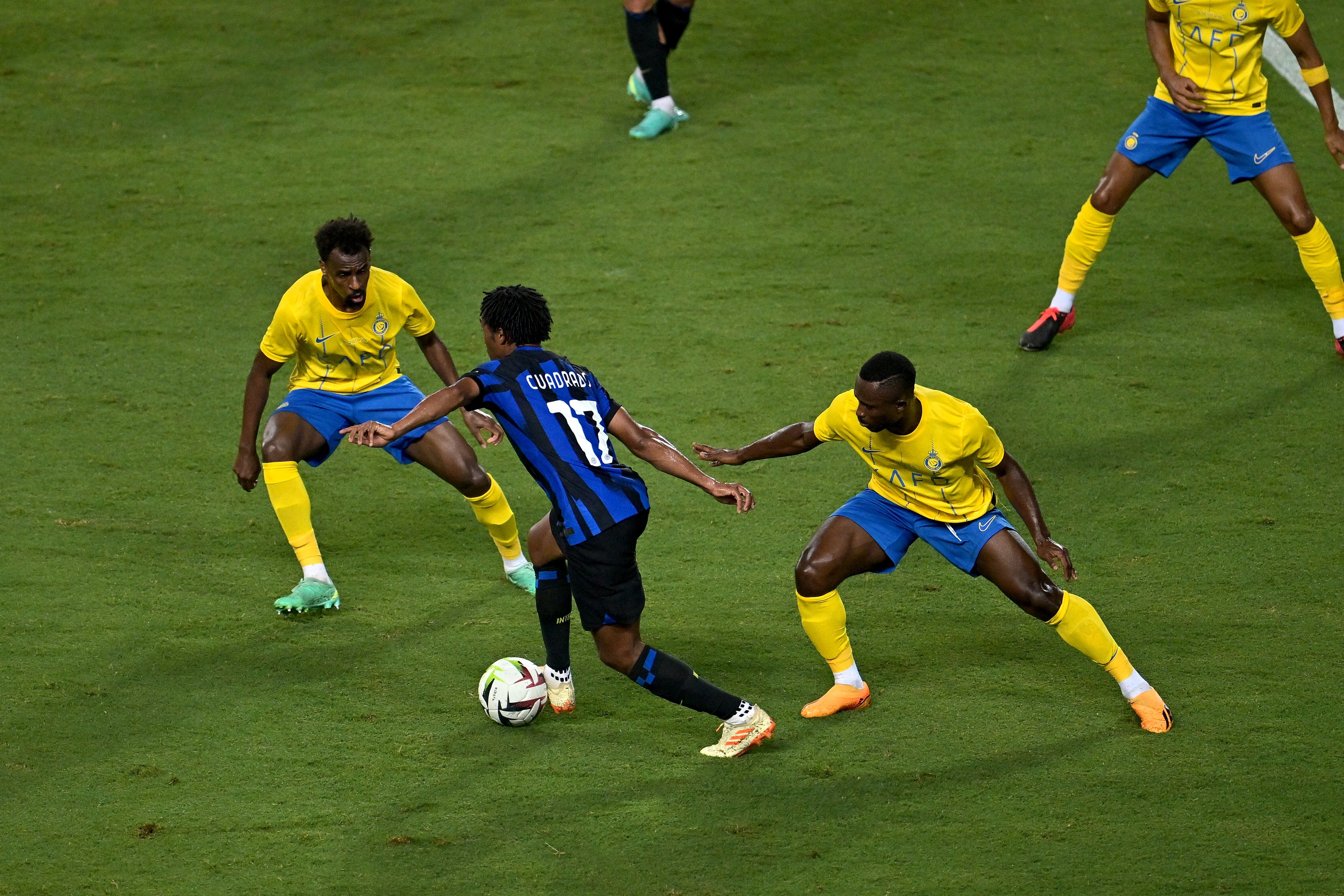 OSAKA, JAPAN - JULY 27: Juan Cuadrado of Inter during the pre-season friendly match between FC Internazionale and Al-Nassr at Yanmar Stadium Nagai on July 27, 2023 in Osaka, Japan. (Photo by Mattia Ozbot - Inter/Inter via Getty Images)