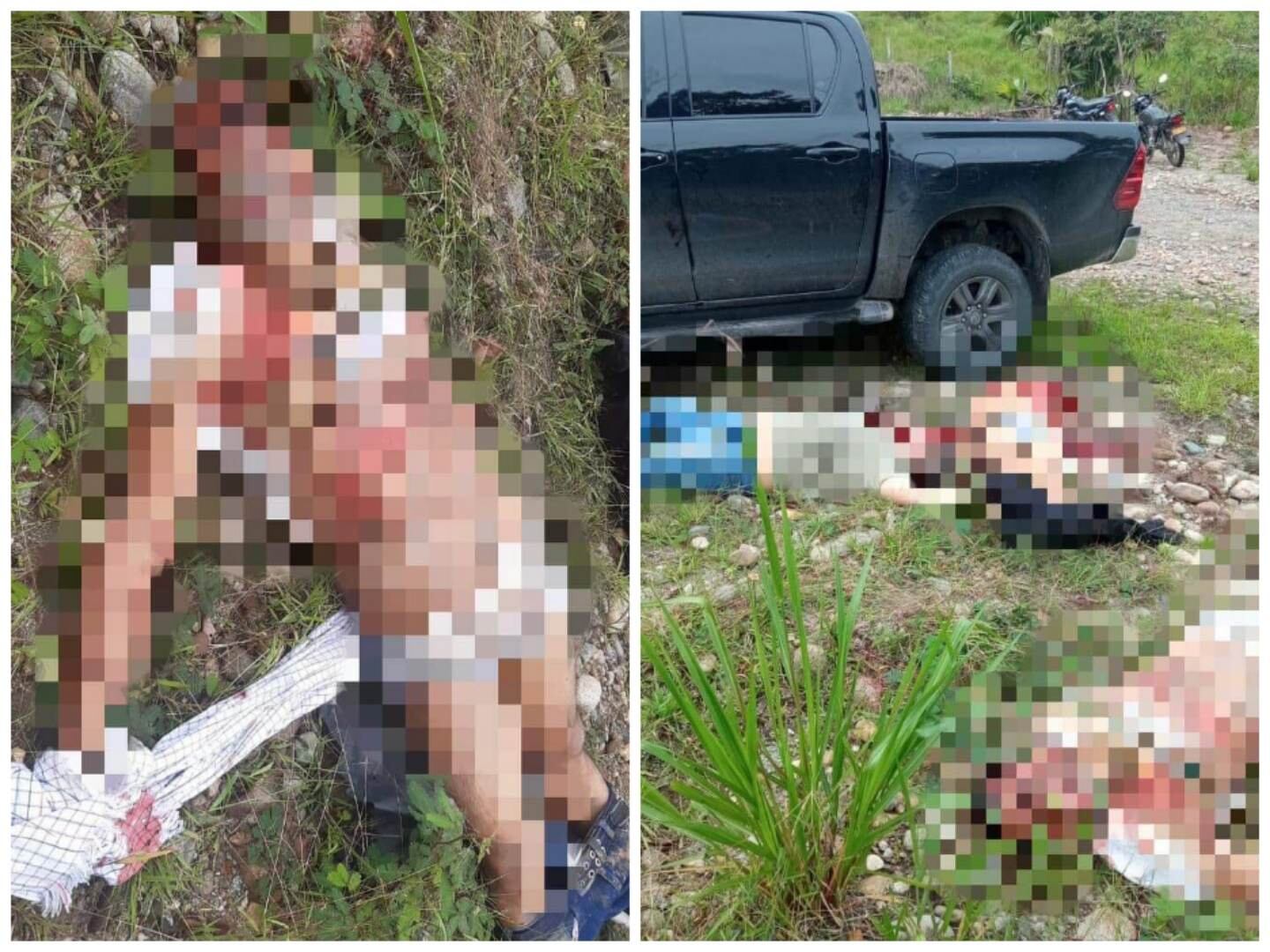 Las víctimas quedaron tendidas al lado del vehículo.