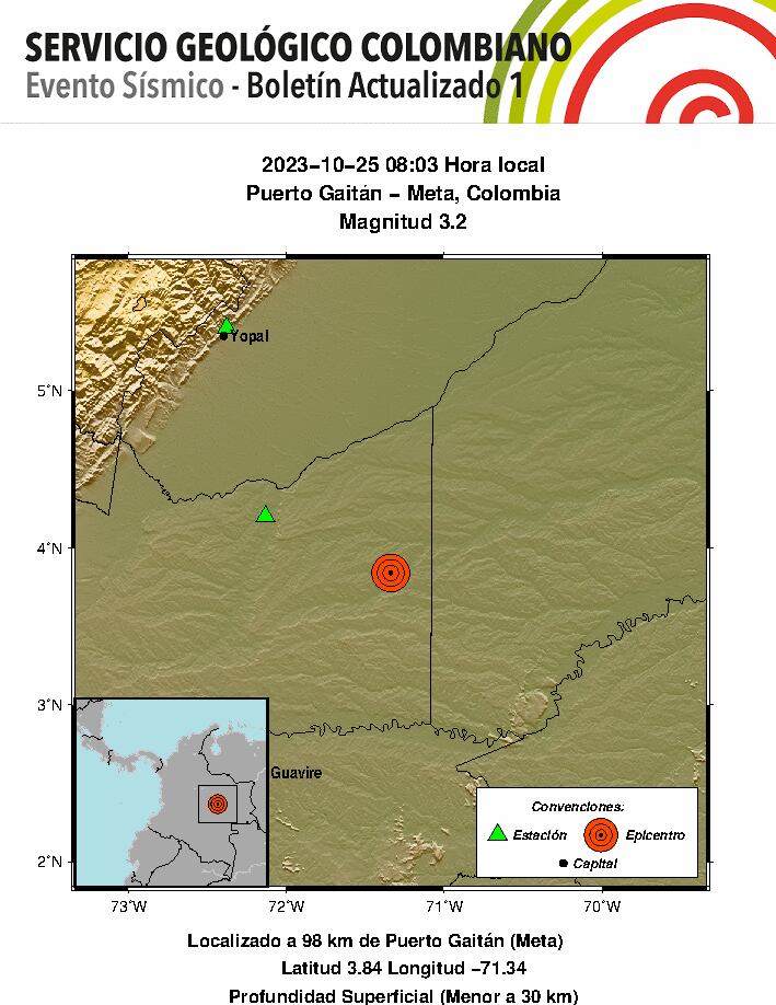 Temblor en Puerto Gaitán