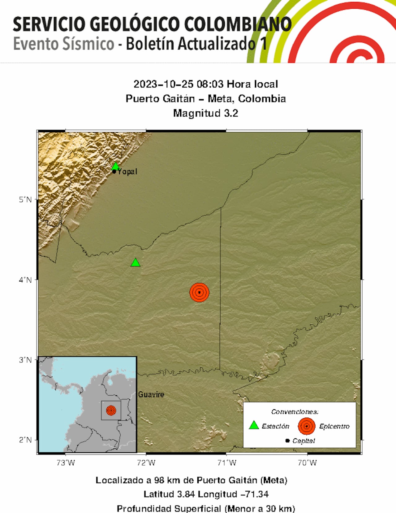 Temblor en Puerto Gaitán