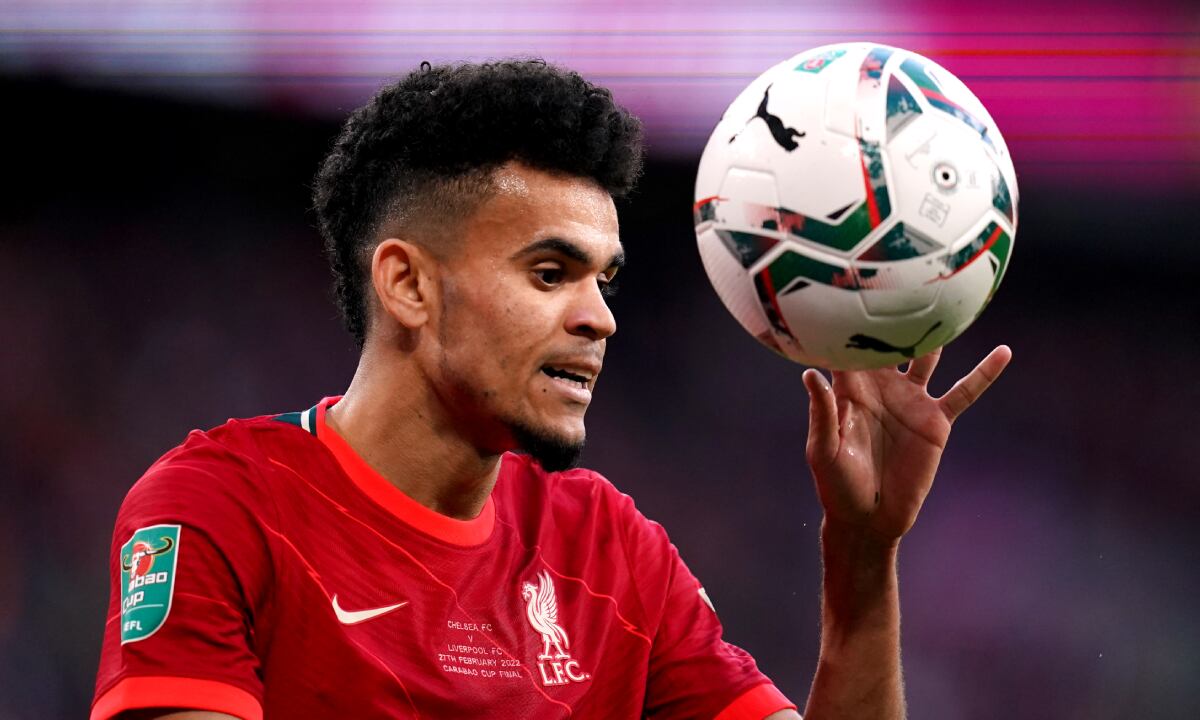Liverpool's Luis Diaz during the Carabao Cup final at Wembley Stadium, London. Picture date: Sunday 27th February, 2022. (Photo by Getty Images/John Walton/PA Images )
