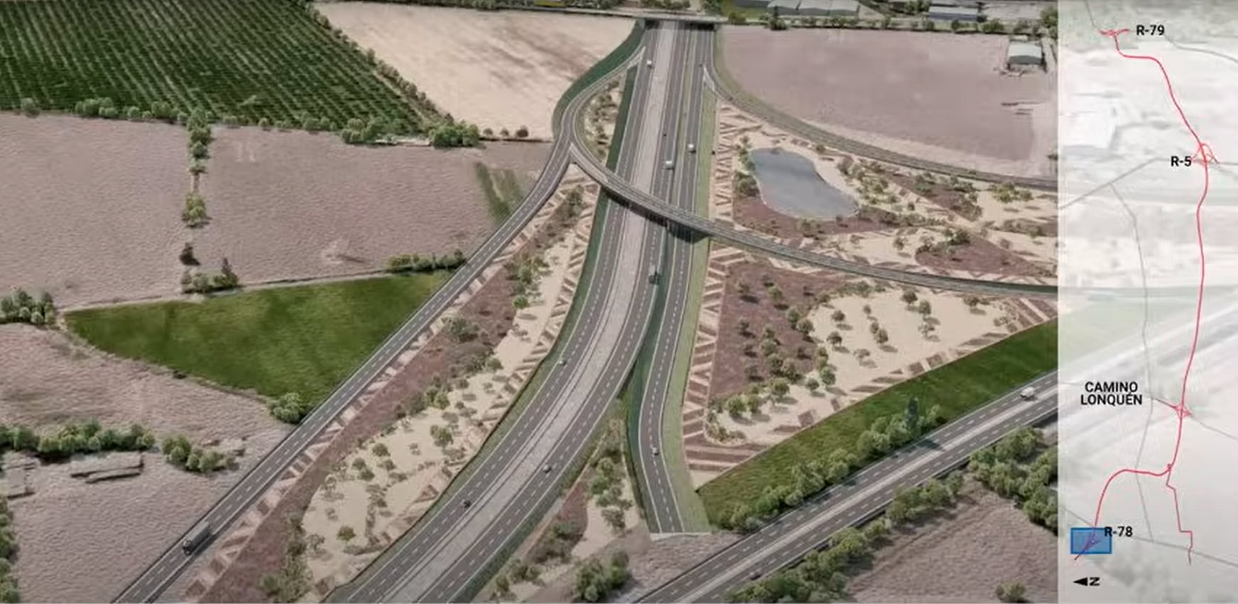 Maqueta virtual MOP, ruta órbita sur.