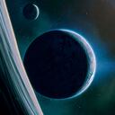 Ilustración de exoplaneta cuya luna podría albergar vida humana.