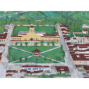 El pueblo de San Joaquín pintado en la fachada de una casa.