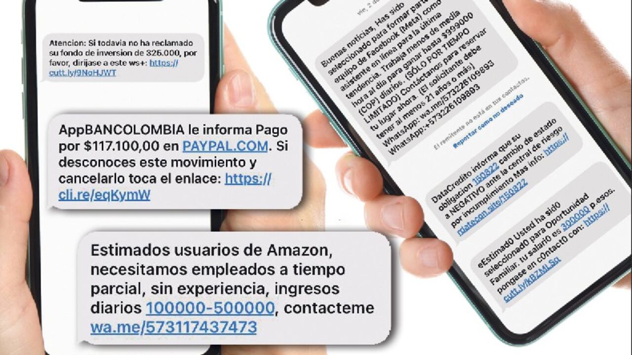 Estos son algunos de los mensajes de texto que llegan a los celulares de cientos de personas. Por lo general provienen de un número de 10 dígitos, una señal de que no son del todo confiables.