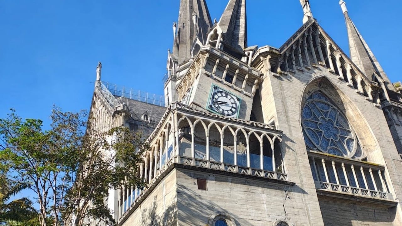 Así quedó la Basílica de Pereira tras el movimiento telúrico de este lunes.