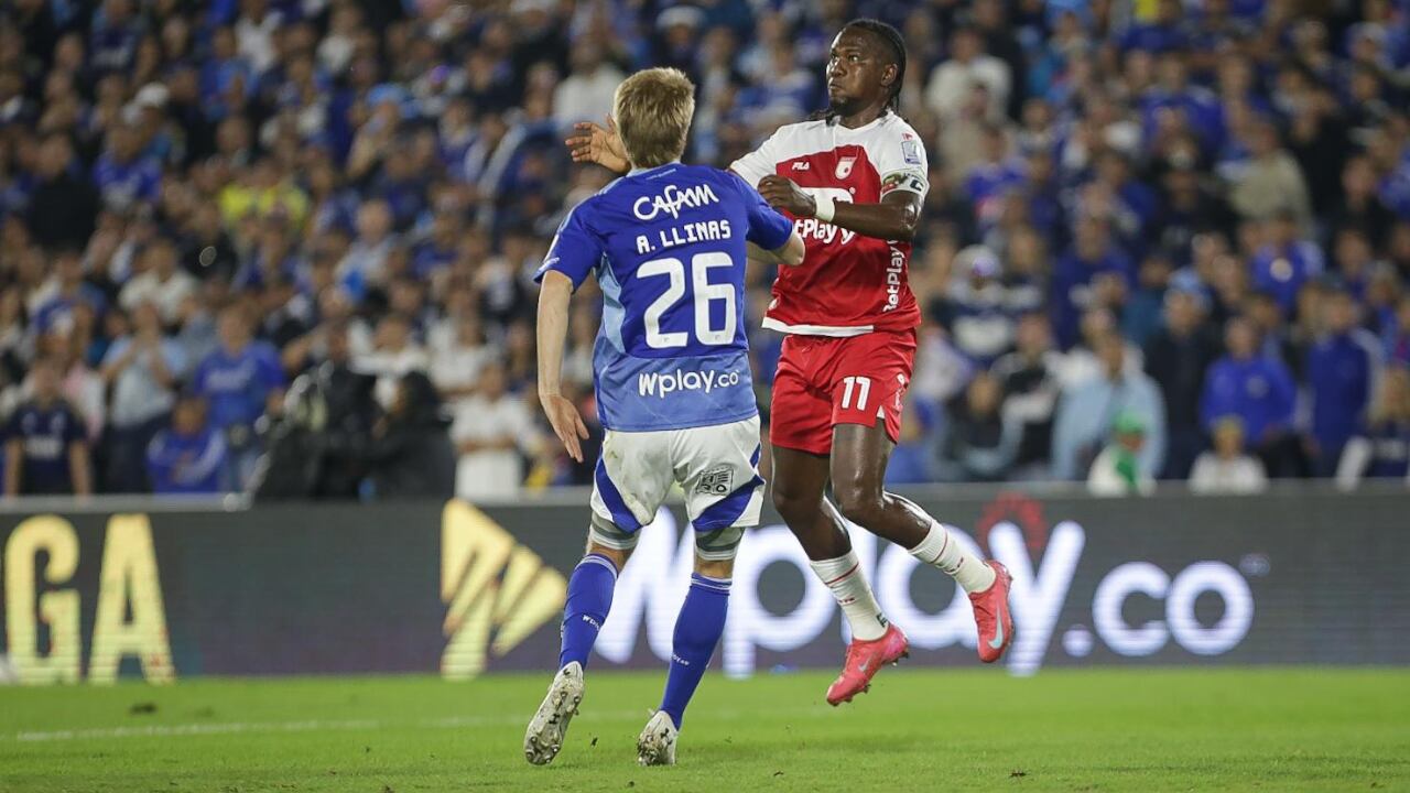 Imagen del clásico, entre Millonarios y Santa Fe, este jueves 26 de marzo.